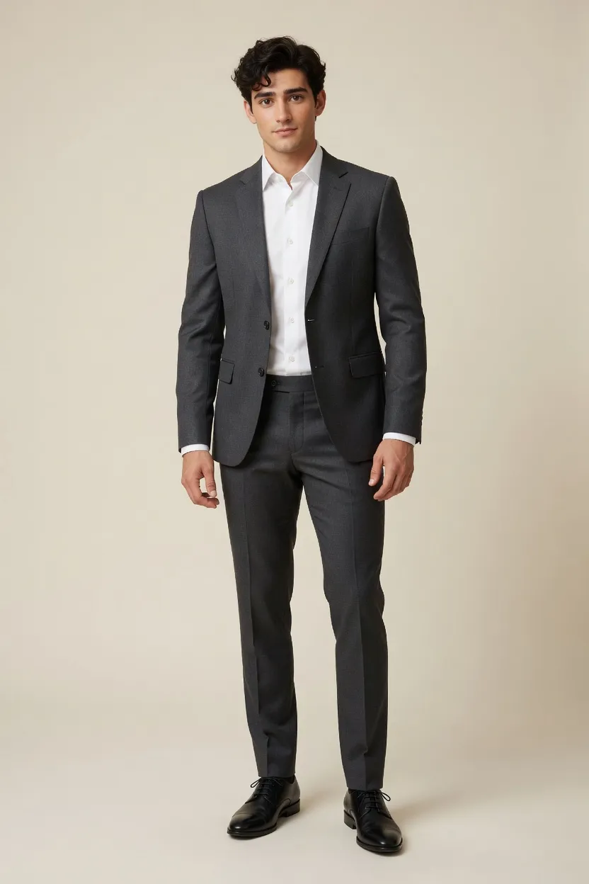 Charcoal suit look